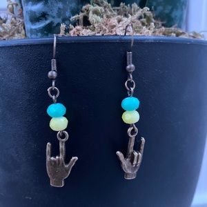 Hand made ASL I love you sign earrings